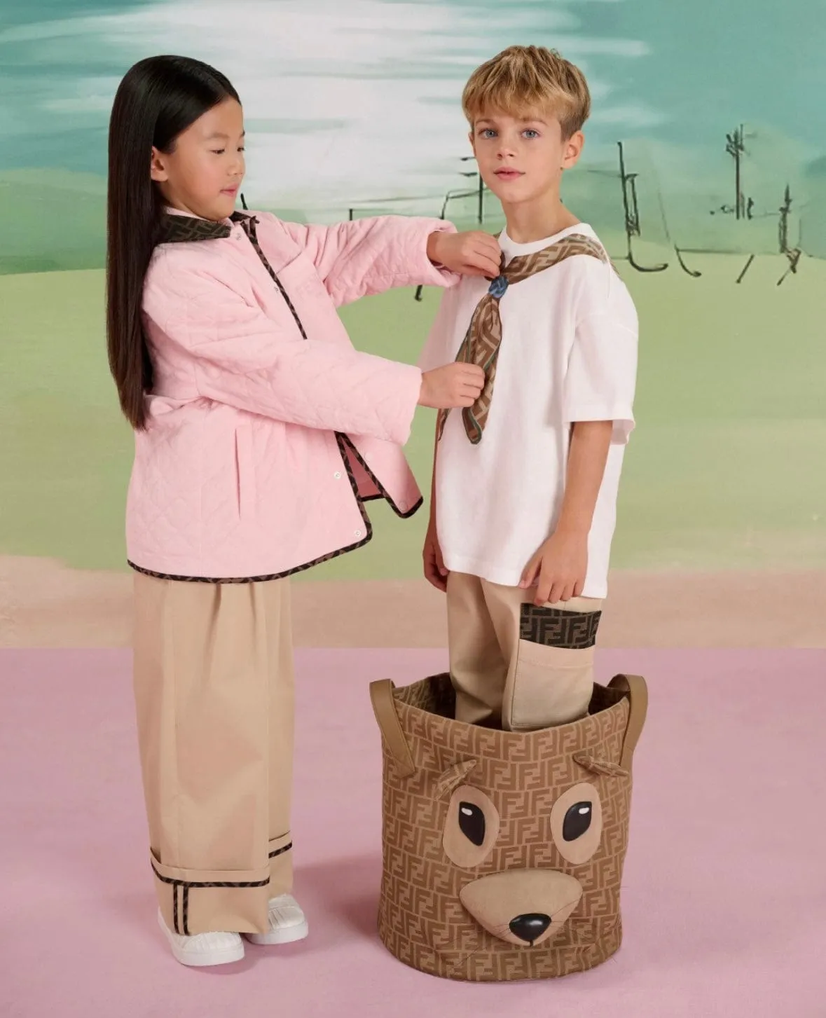 Jungen Stretch-Gabardine-Hose in Beige