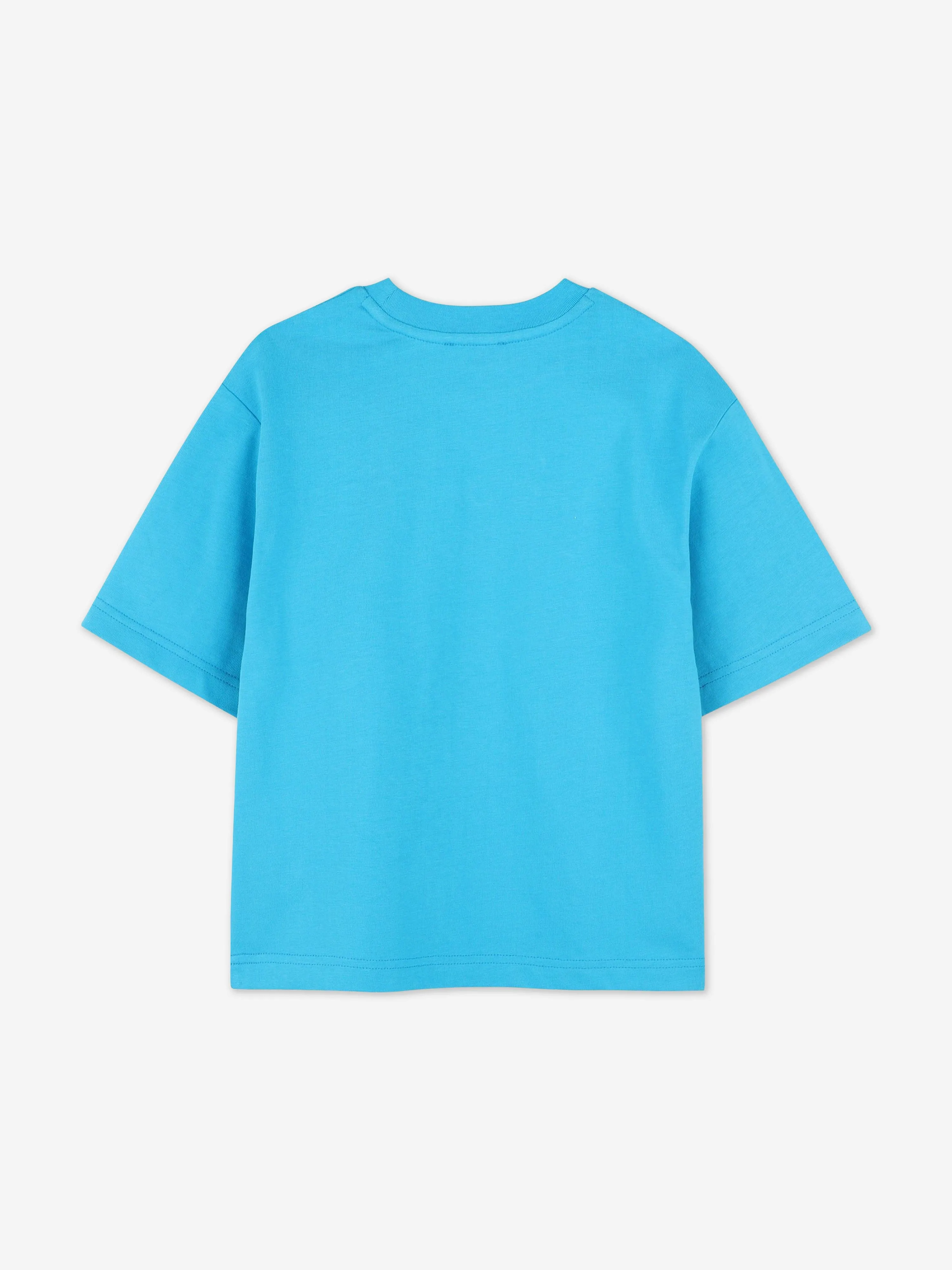 Blaues gestreiftes Logo-Print T-Shirt für Jungen