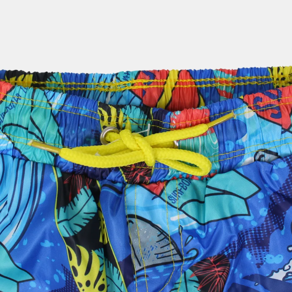 Jungen-Badeshorts – Blaues "Super Surf"-Design