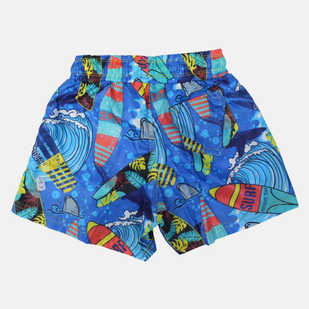 Jungen-Badeshorts – Blaues "Super Surf"-Design