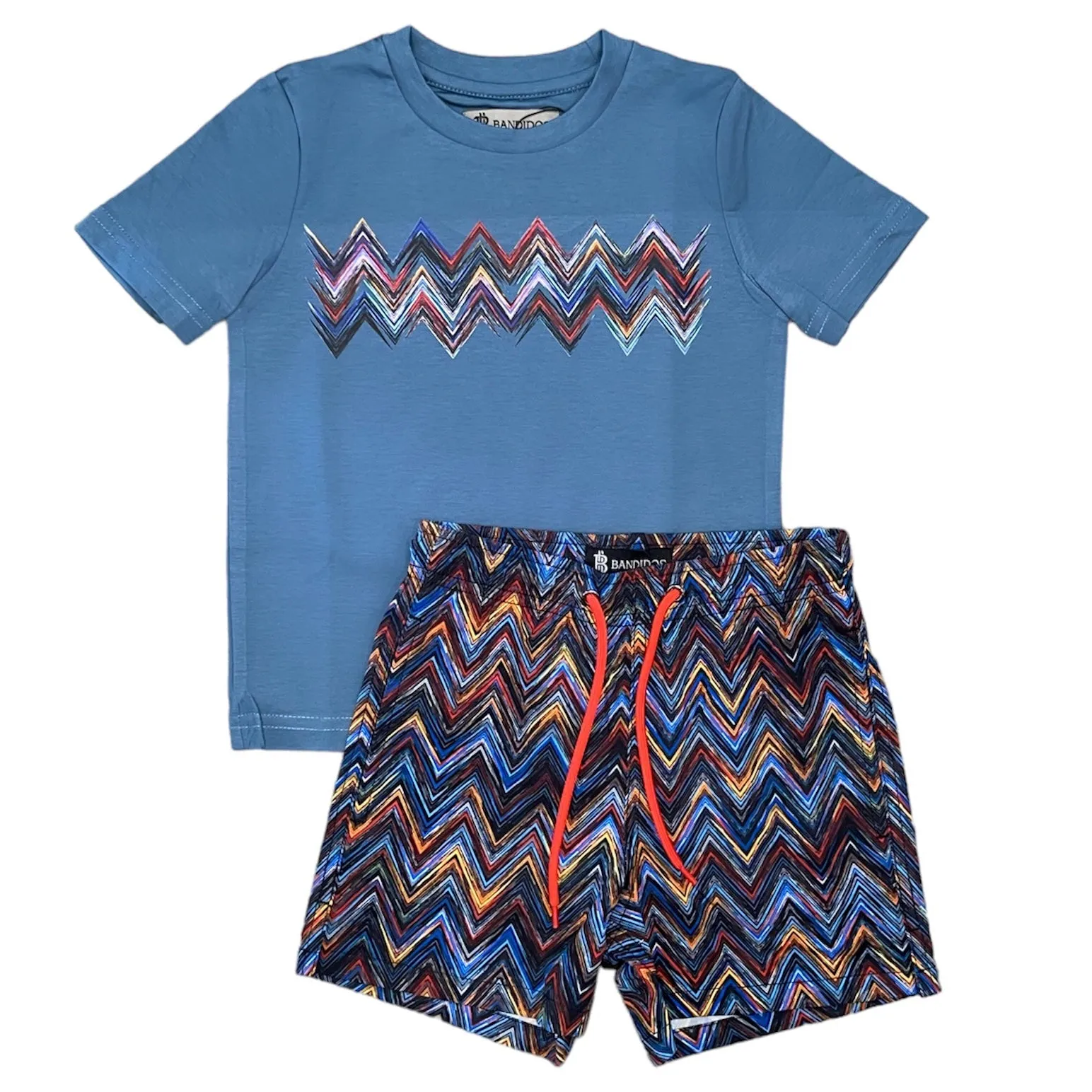 Jungen Bade-Set in Türkis mit Weltraum-Zig-Muster