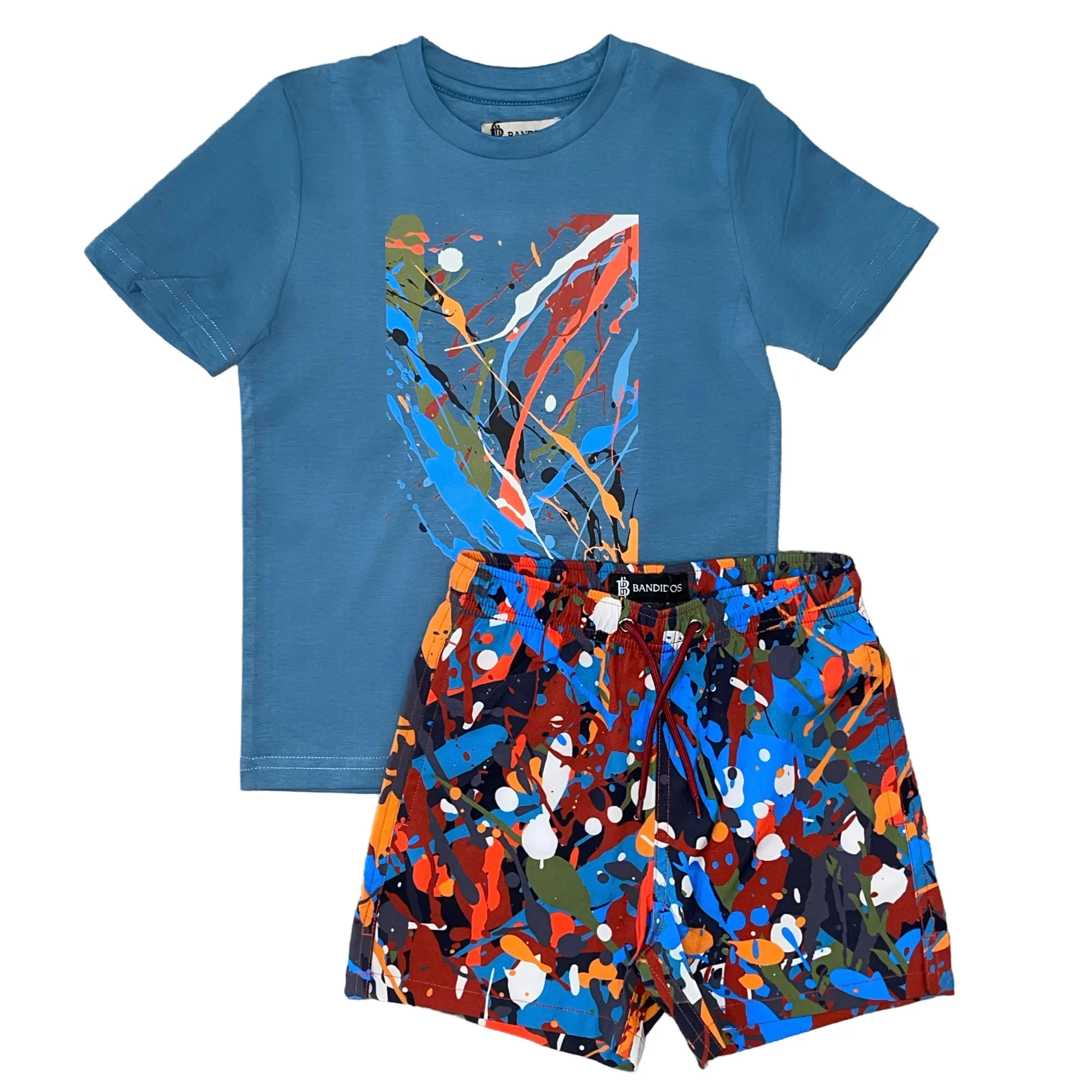 Jungen Bade-Set mit Türkis Sprenkelmuster