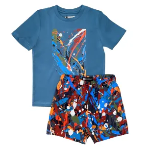 Jungen Bade-Set mit Türkis Sprenkelmuster
