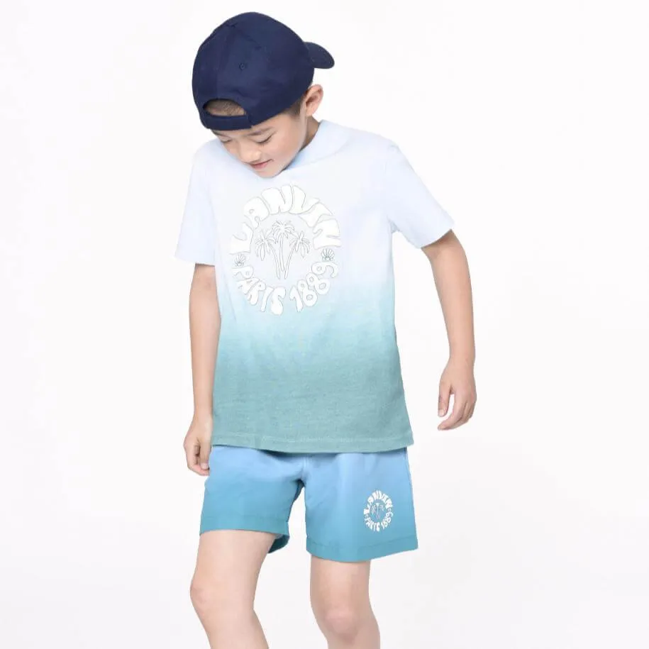 Jungen Badehose in Türkis mit Wellenmuster