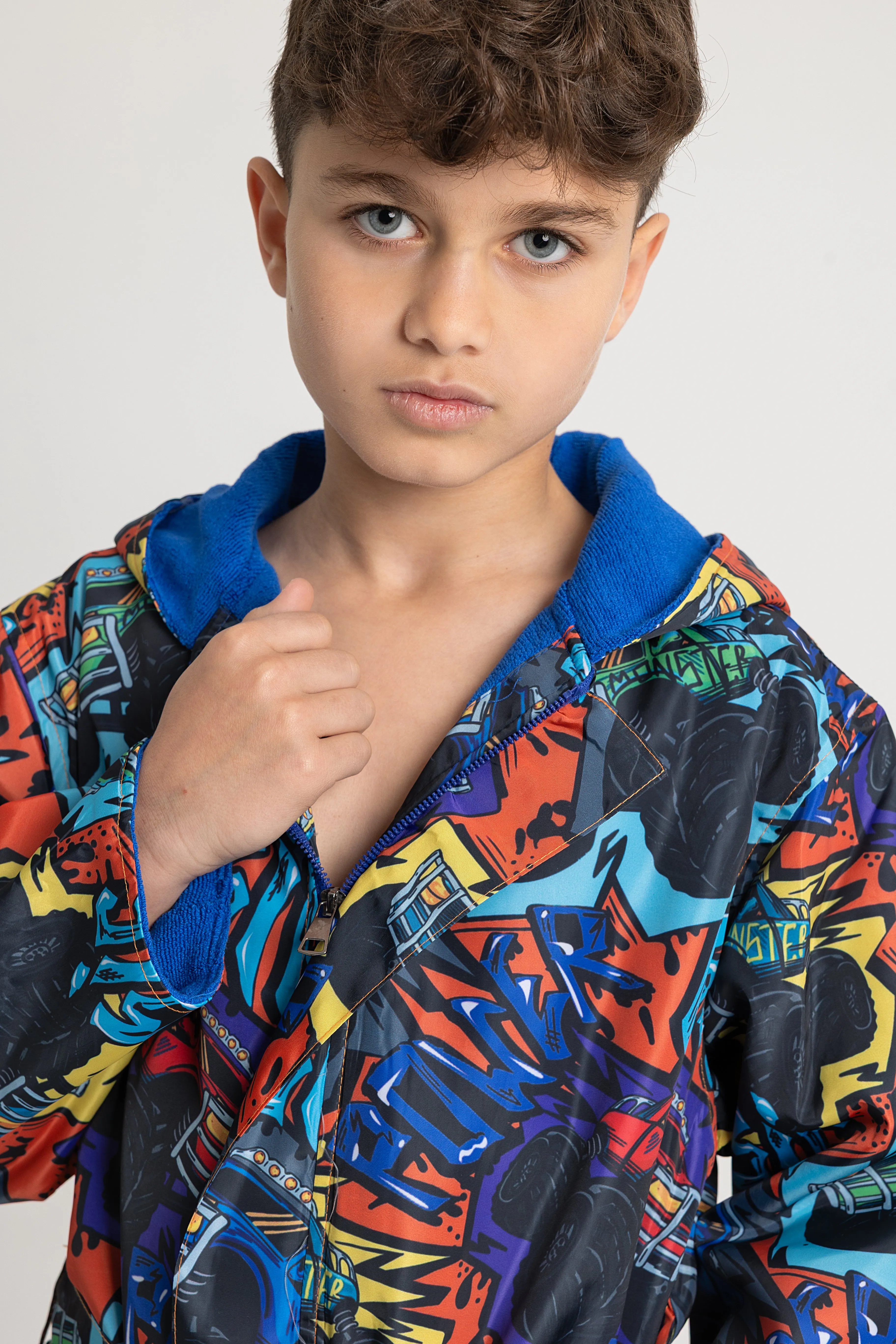 Jungen wasserdichter Bademantel – „Monster Truck“-Design