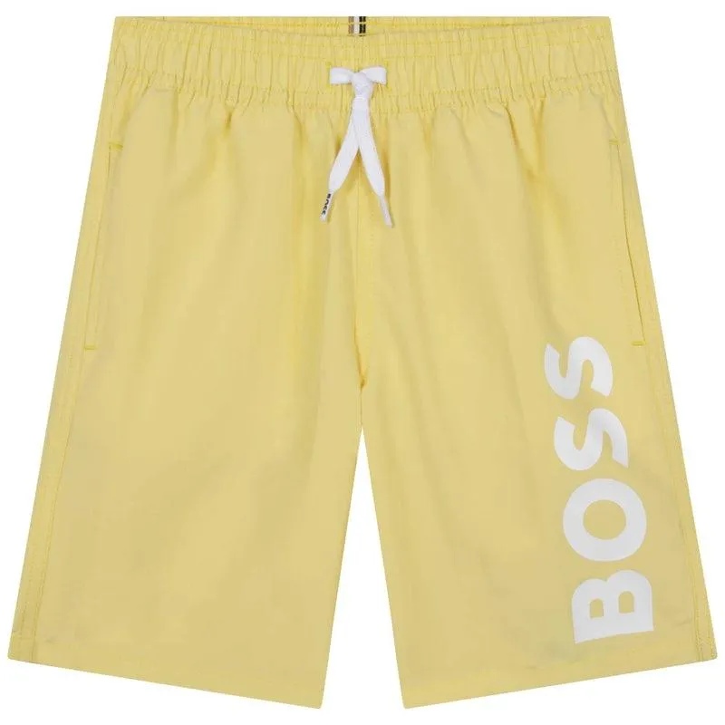 Jungen Gelbe Logo Badeshorts
