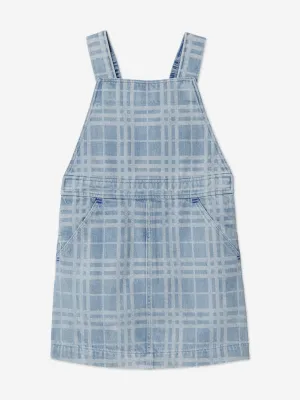 Burberry Girls Check Martine Schürzenkleid in Blau