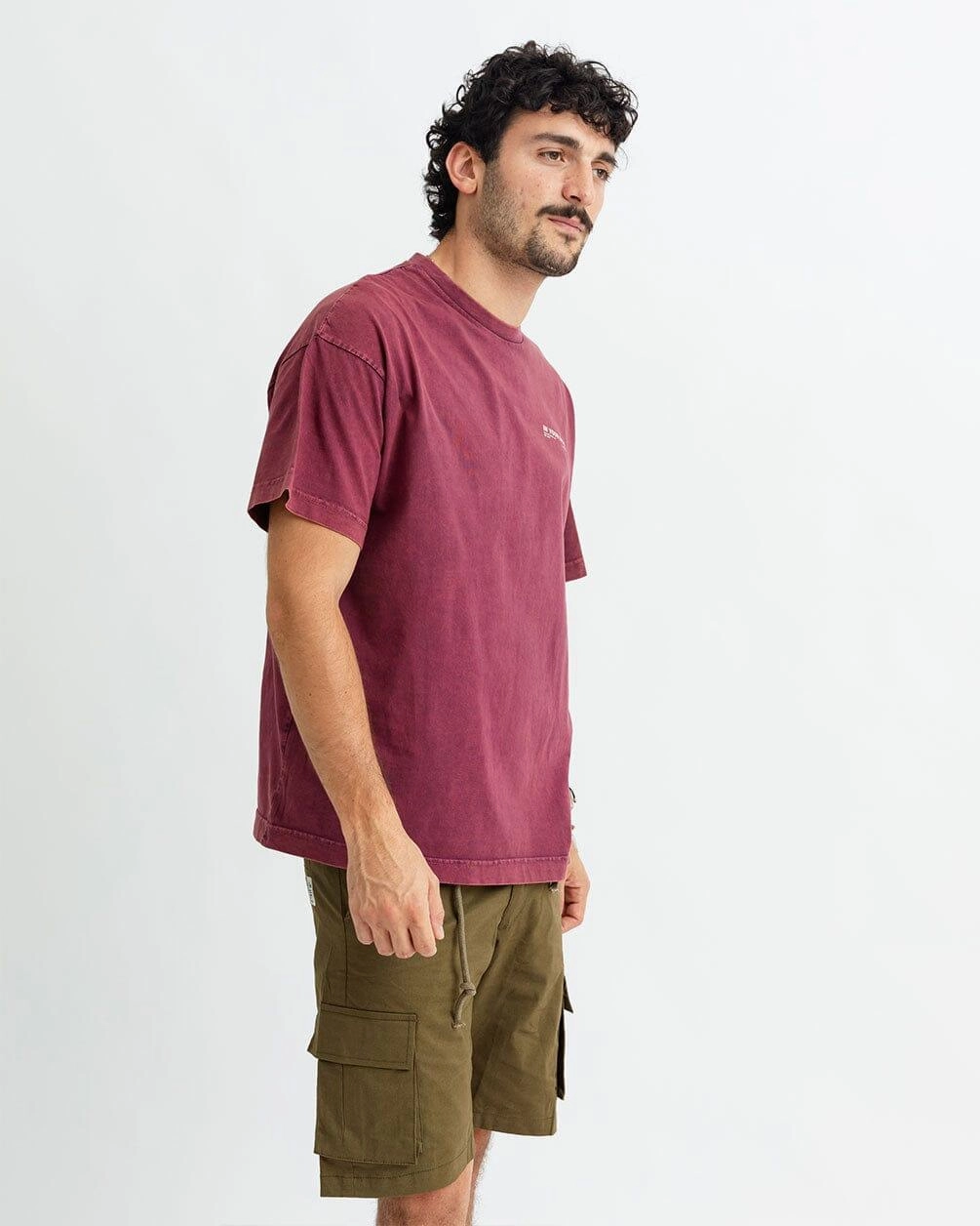 Burgunder Acid Wash Übergroßes T-Shirt