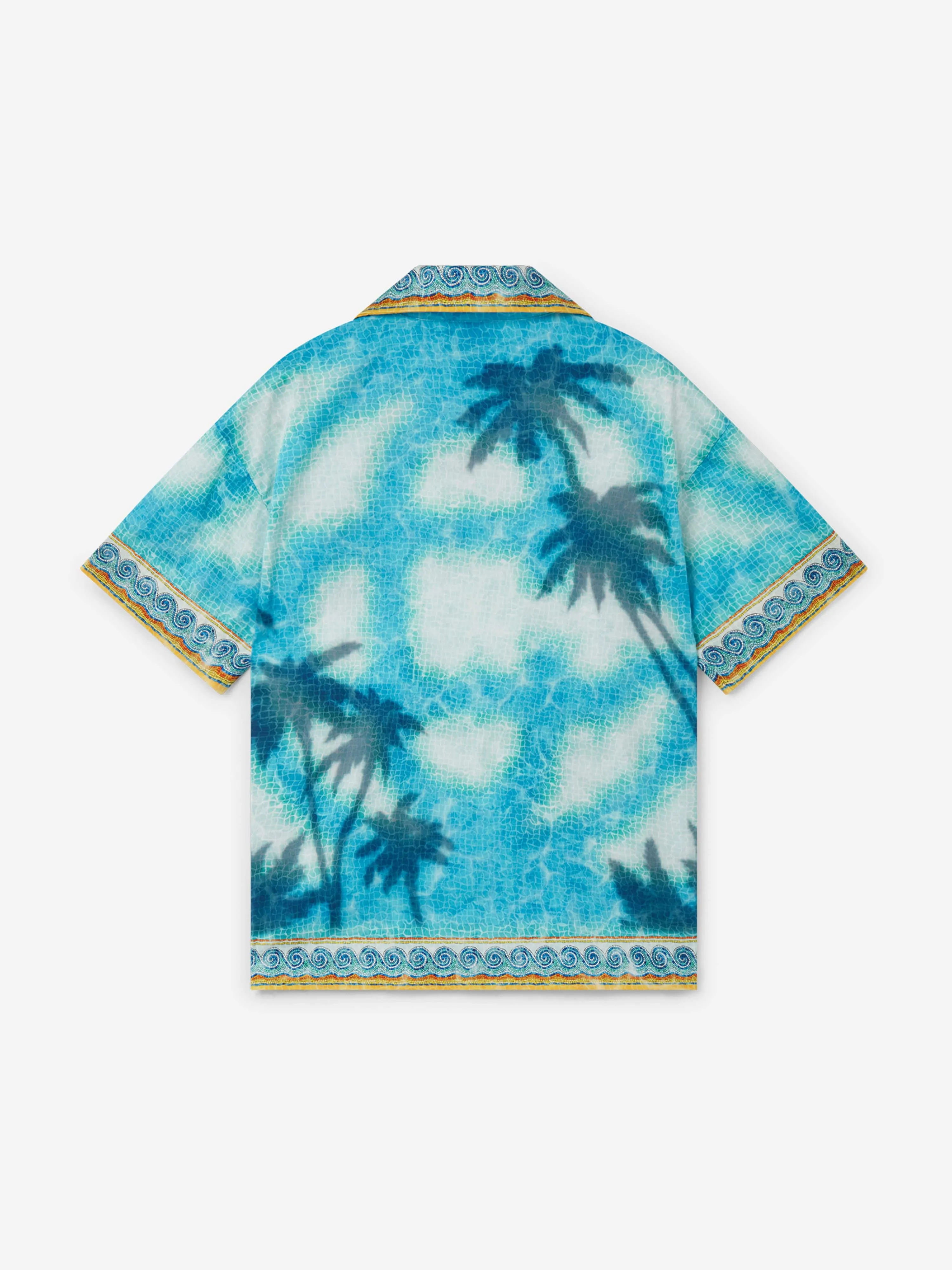 Casablanca Boys Ätzendes Emblem Kubakragen-Hemd in Blau