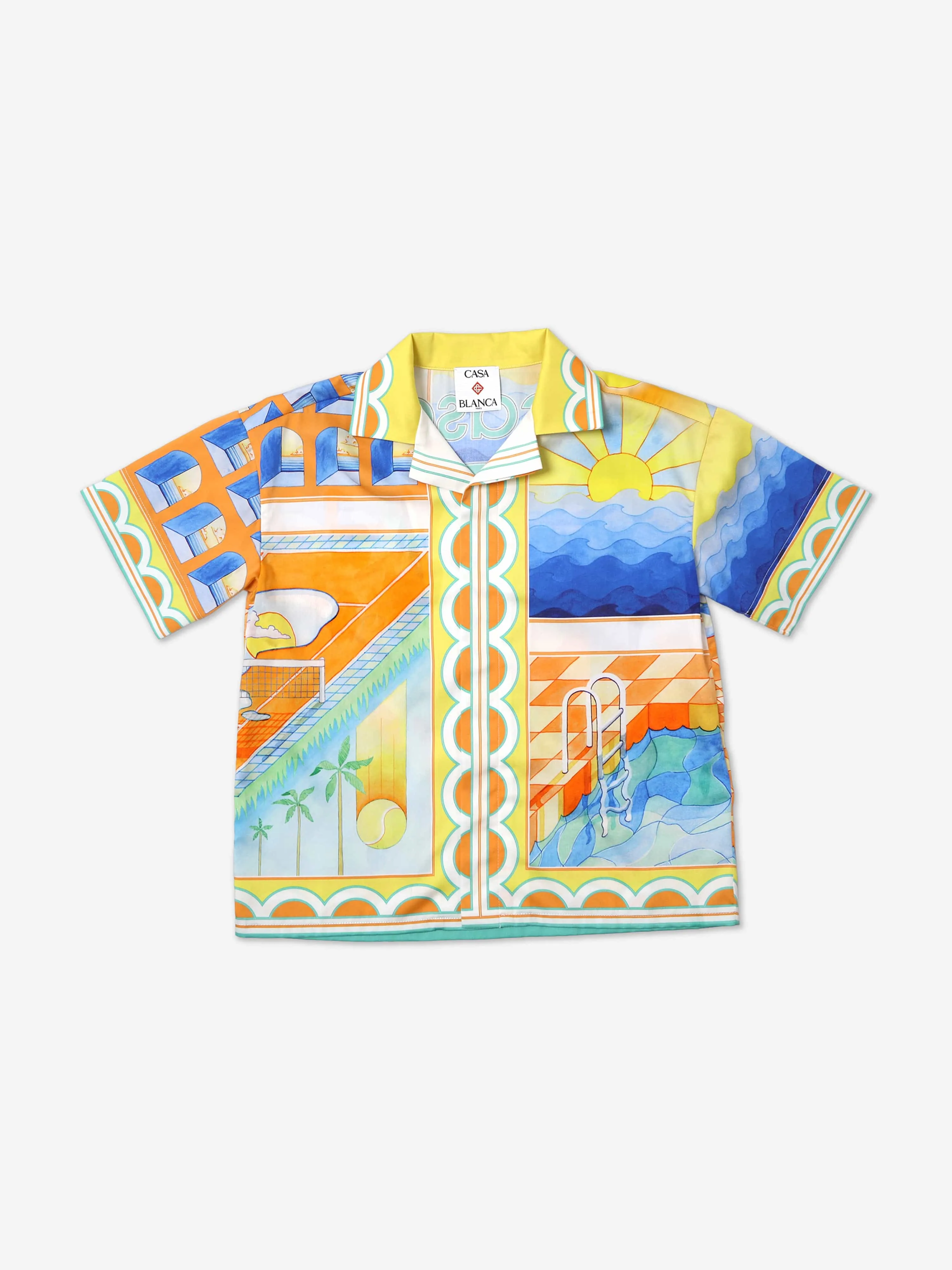 Casablanca Boys Surreal Pool Kubakragen-Shirt in Mehrfarbig