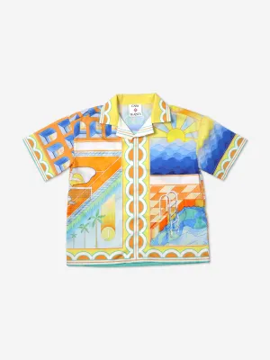 Casablanca Boys Surreal Pool Kubakragen-Shirt in Mehrfarbig