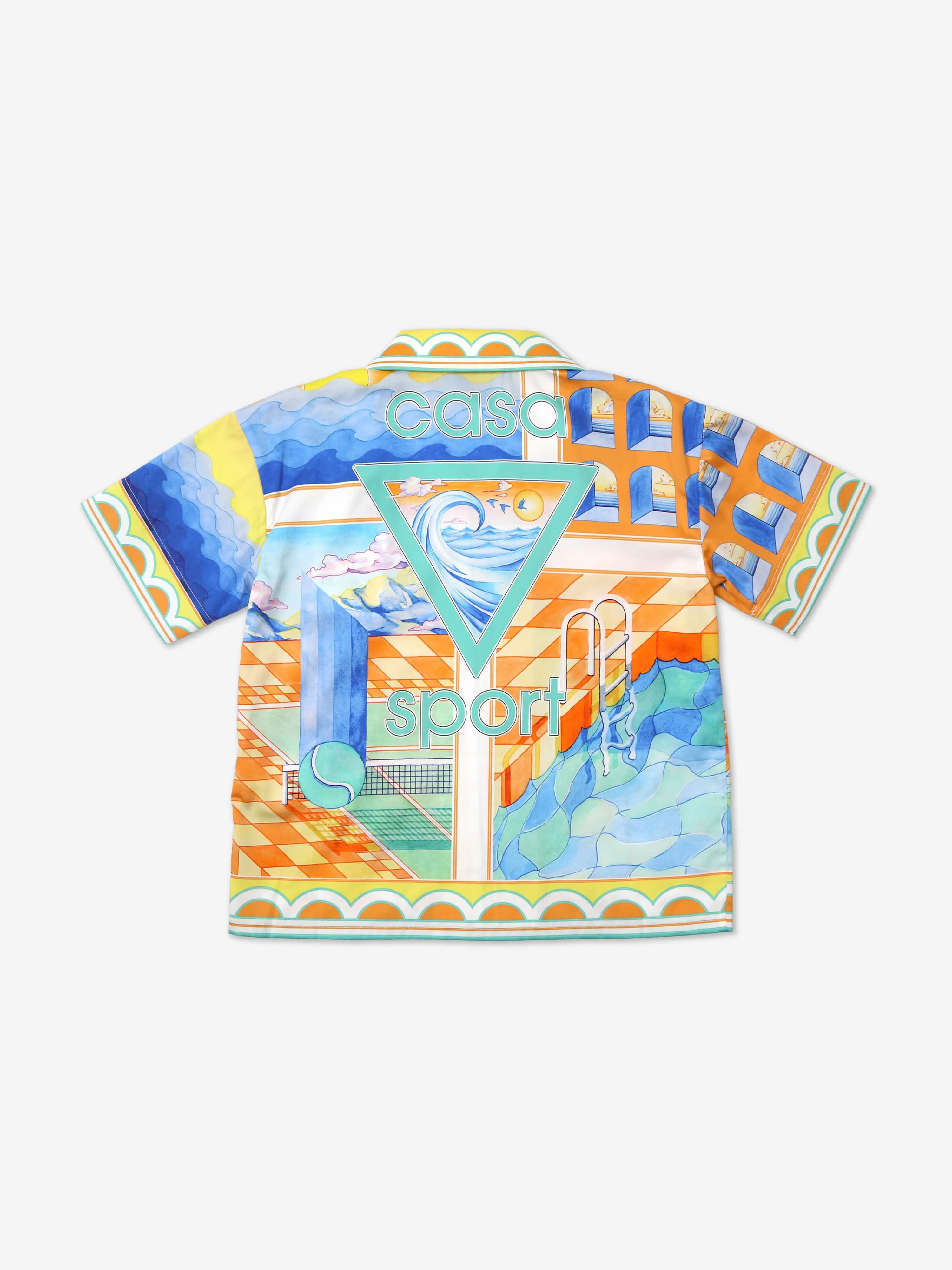 Casablanca Boys Surreal Pool Kubakragen-Shirt in Mehrfarbig