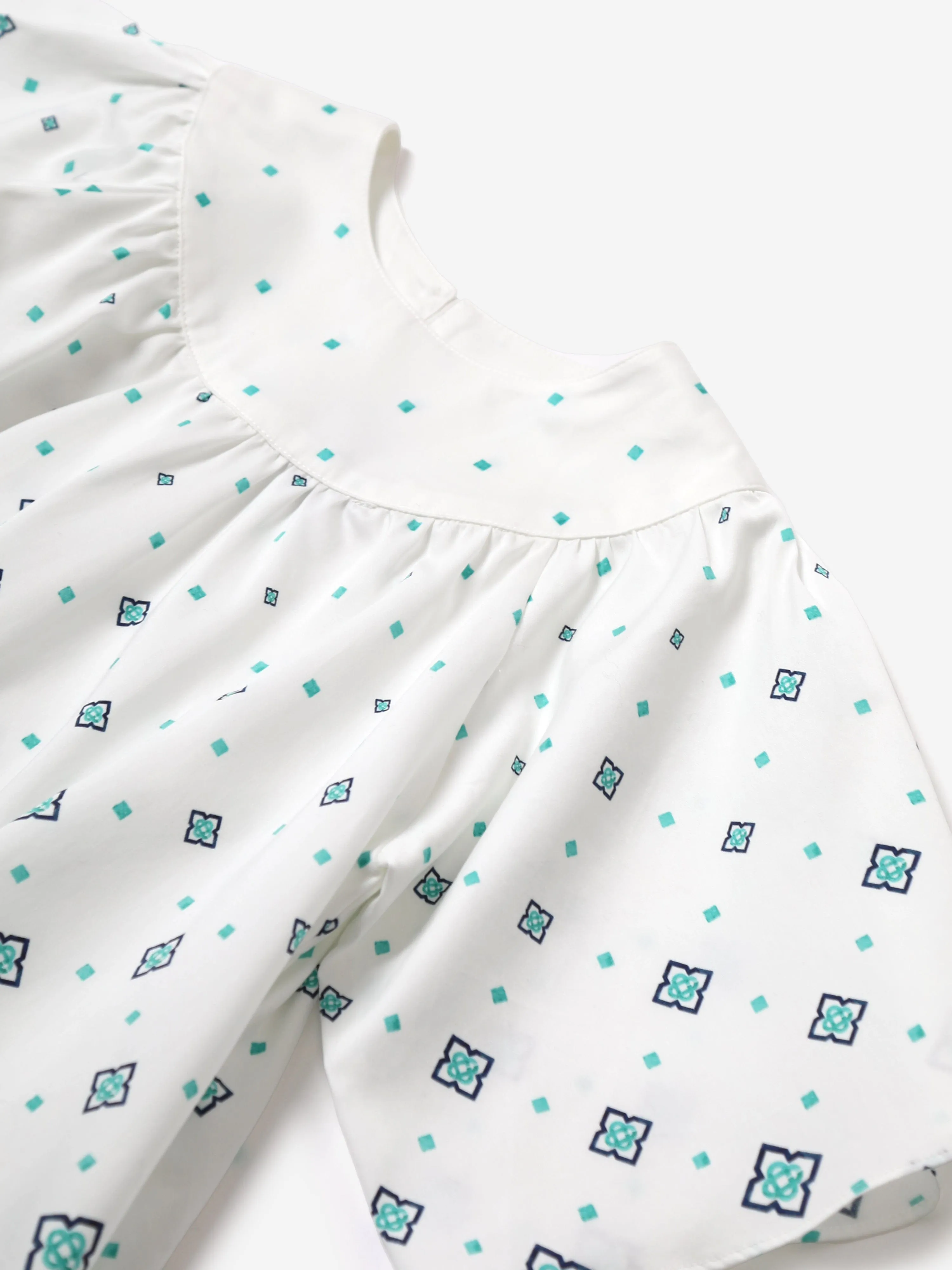 Casablanca Mädchen Degradiertes Monogramm Rüschenkleid in Blau