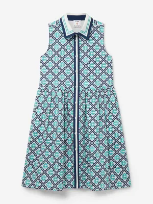 Casablanca Mädchen Monogramm Ärmelloses Shirtkleid in Blau