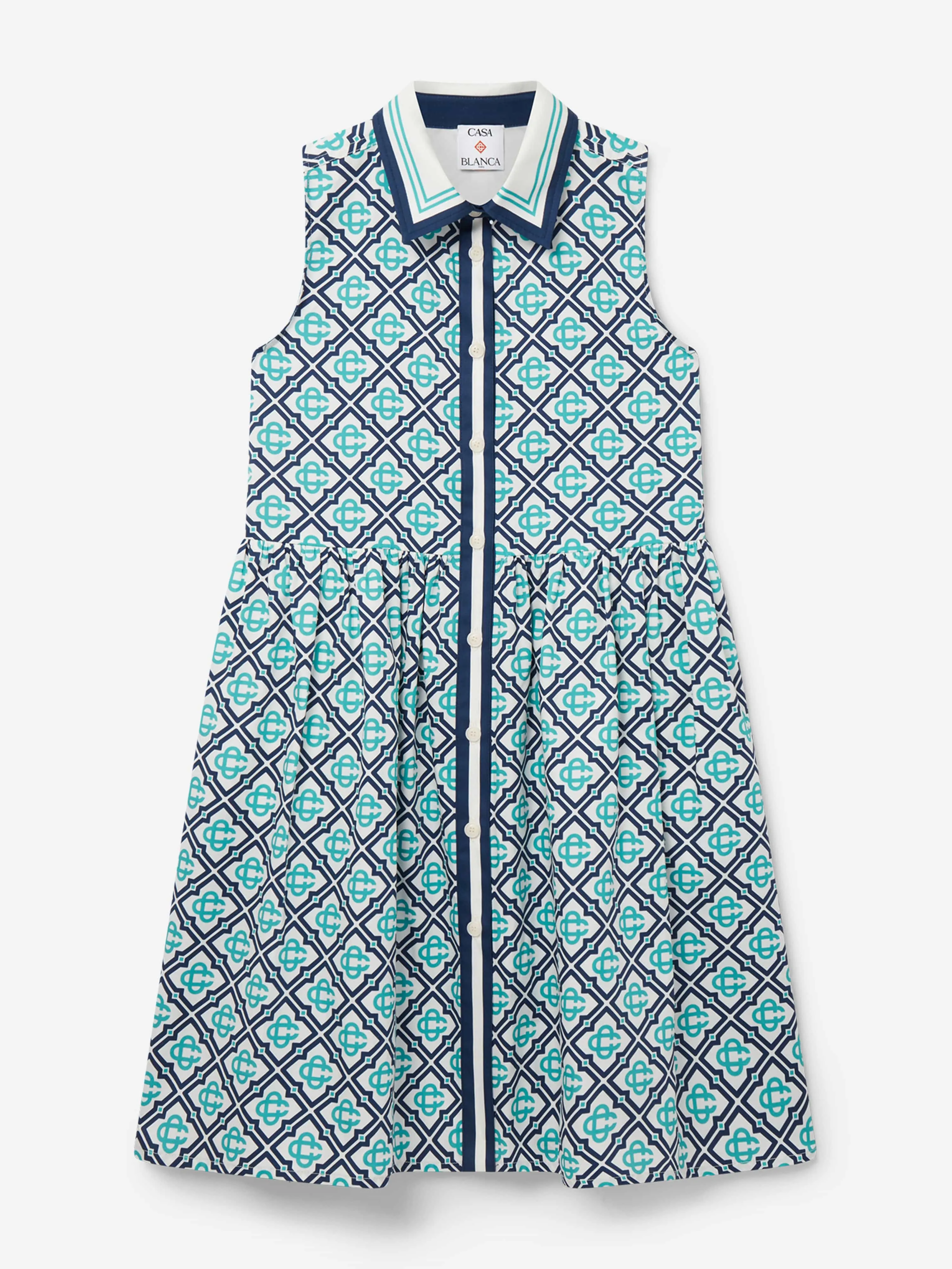 Casablanca Mädchen Monogramm Ärmelloses Shirtkleid in Blau