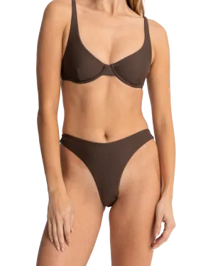 Klassische High-Cut-Bikini-Unterteile in Schokolade