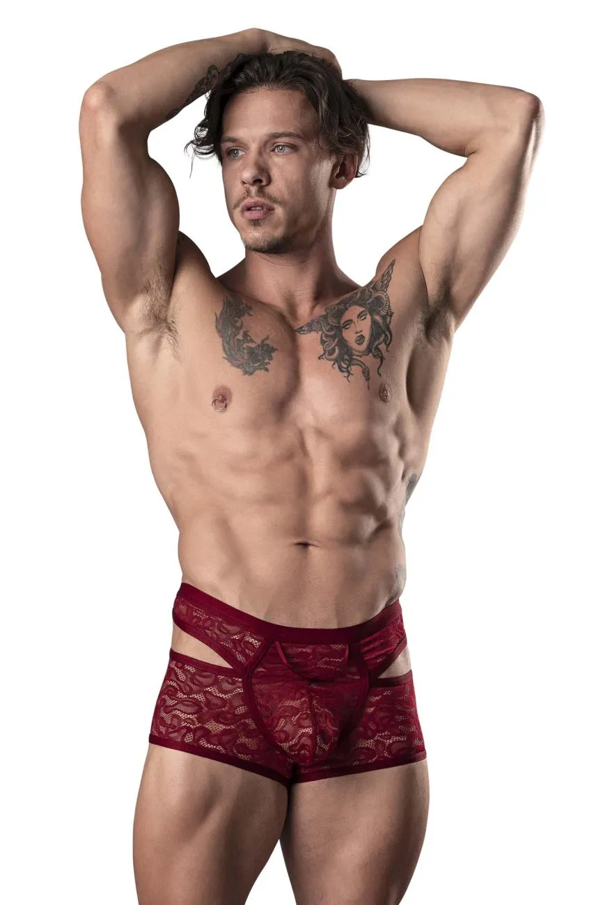 Bekleidung_Herren Power_Herrenunterwäsche Male Power 126-289 Lucifer Ausgeschnittenes Kurzshorts Farbe Burgunder