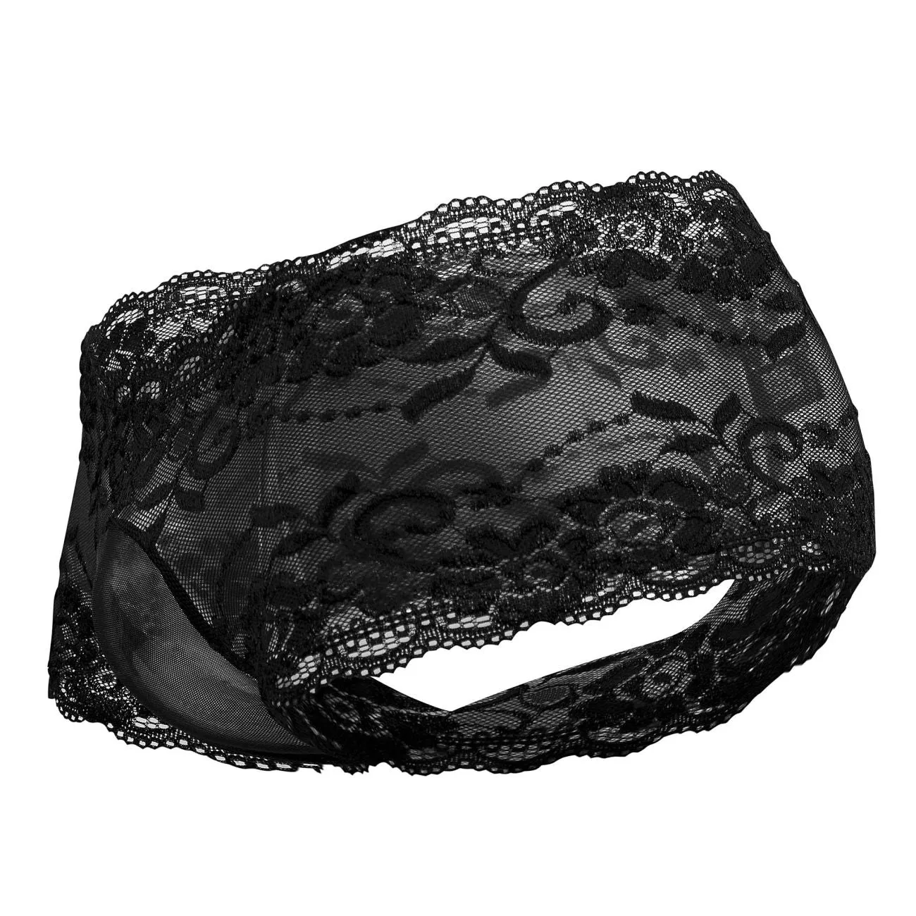 Bekleidung_Herren Power_Herrenunterwäsche Male Power 127-280 Verspielte Spitzen-Minishorts Durchsichtiger Beutel Farbe Schwarz