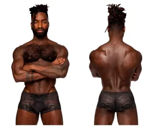 Bekleidung_Herren Power_Herrenunterwäsche Male Power 127-280 Verspielte Spitzen-Minishorts Durchsichtiger Beutel Farbe Schwarz