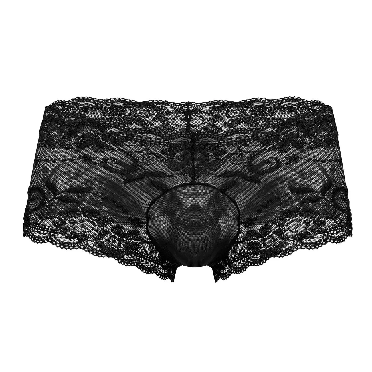 Bekleidung_Herren Power_Herrenunterwäsche Male Power 127-280 Verspielte Spitzen-Minishorts Durchsichtiger Beutel Farbe Schwarz