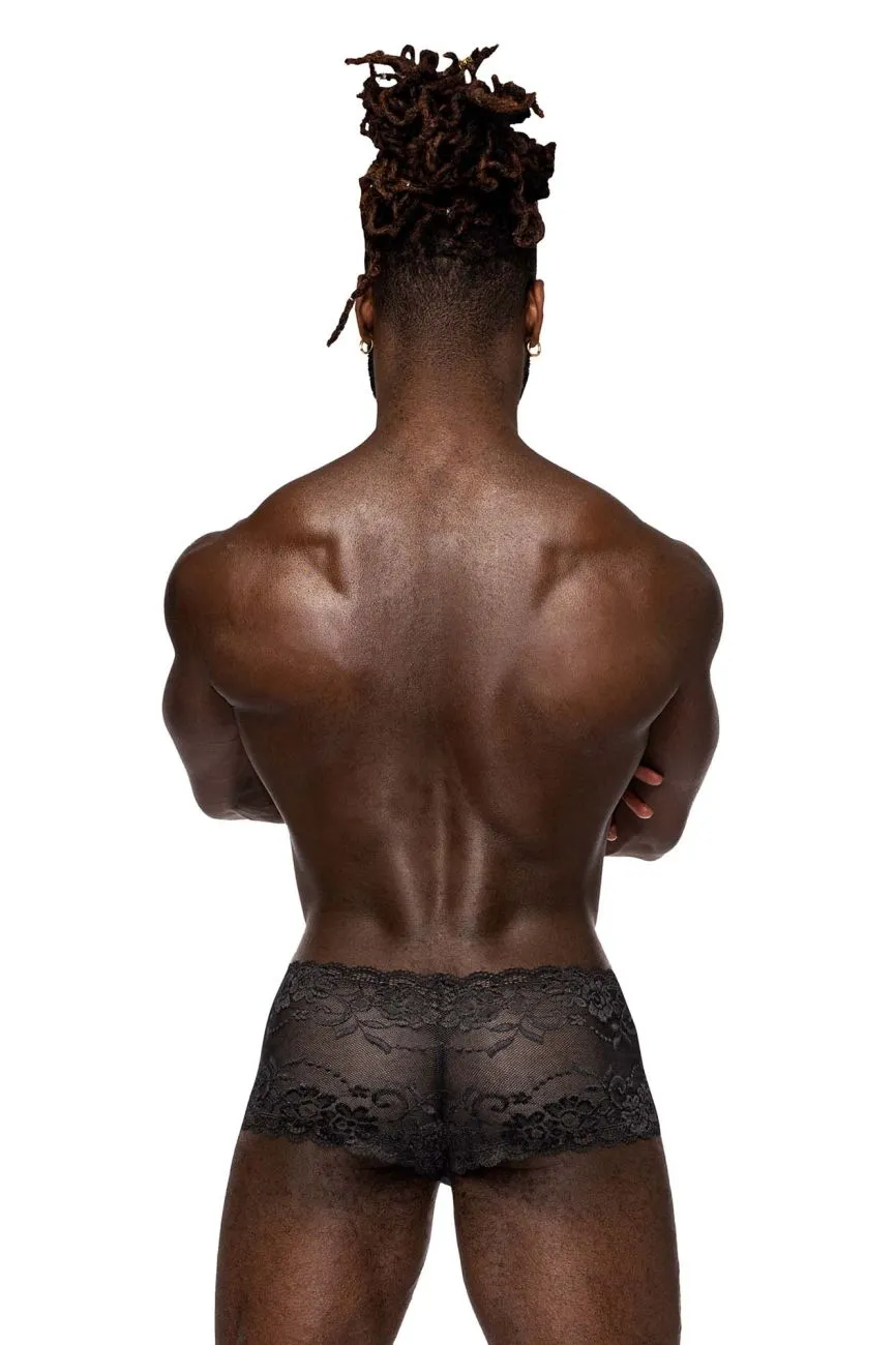 Bekleidung_Herren Power_Herrenunterwäsche Male Power 127-280 Verspielte Spitzen-Minishorts Durchsichtiger Beutel Farbe Schwarz