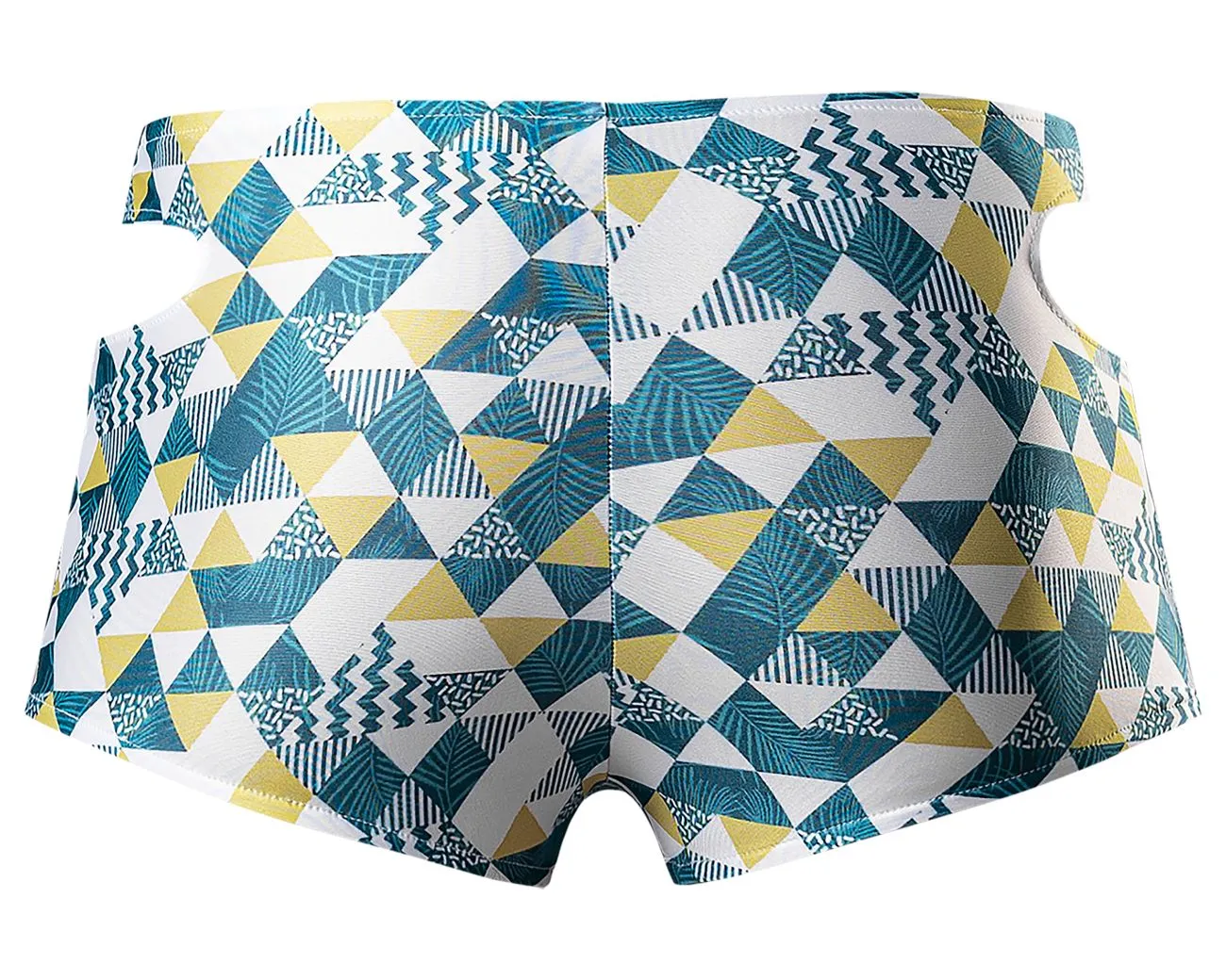 Bekleidung_Herren Power_Herrenunterwäsche Male Power 141-292 Ausschnitt Ausgeschnitten Mini Short Farbe Blau-Grün-Weiß