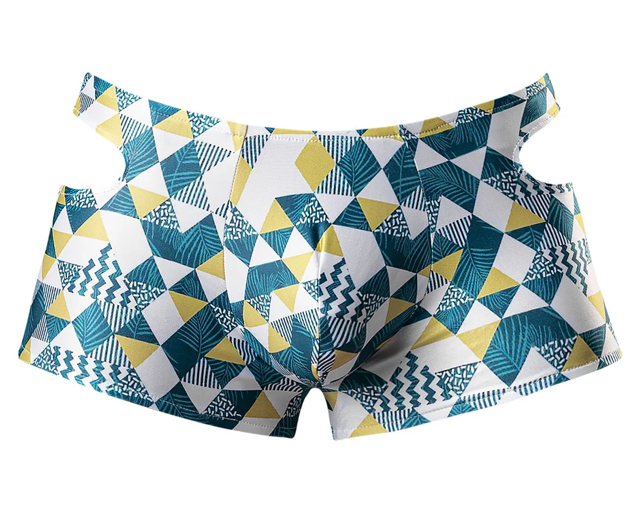 Bekleidung_Herren Power_Herrenunterwäsche Male Power 141-292 Ausschnitt Ausgeschnitten Mini Short Farbe Blau-Grün-Weiß