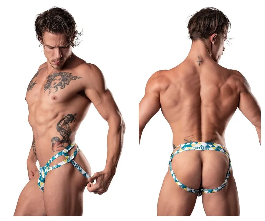 Bekleidung_Herren Power_Herrenunterwäsche Male Power 302-292 Ausschnitt Ausschnitt Mondlicht Farbe Blau-Grün-Weiß