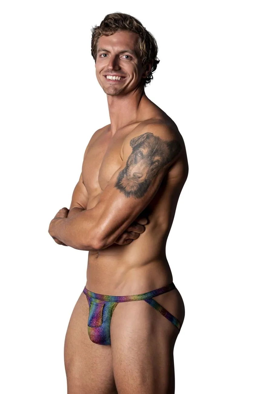 Bekleidung_Herren Power_Herrenunterwäsche Male Power 347-297 Pack N Play Jockstrap mit Kondomtasche vorne Farbe Regenbogen