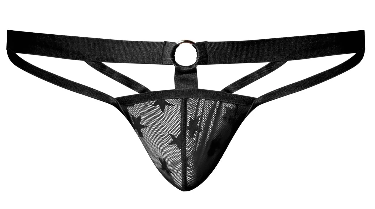 Bekleidung_Herren Power_Herrenunterwäsche Male Power 386-291 Love Star Jockstrap mit Ring Farbe Schwarz
