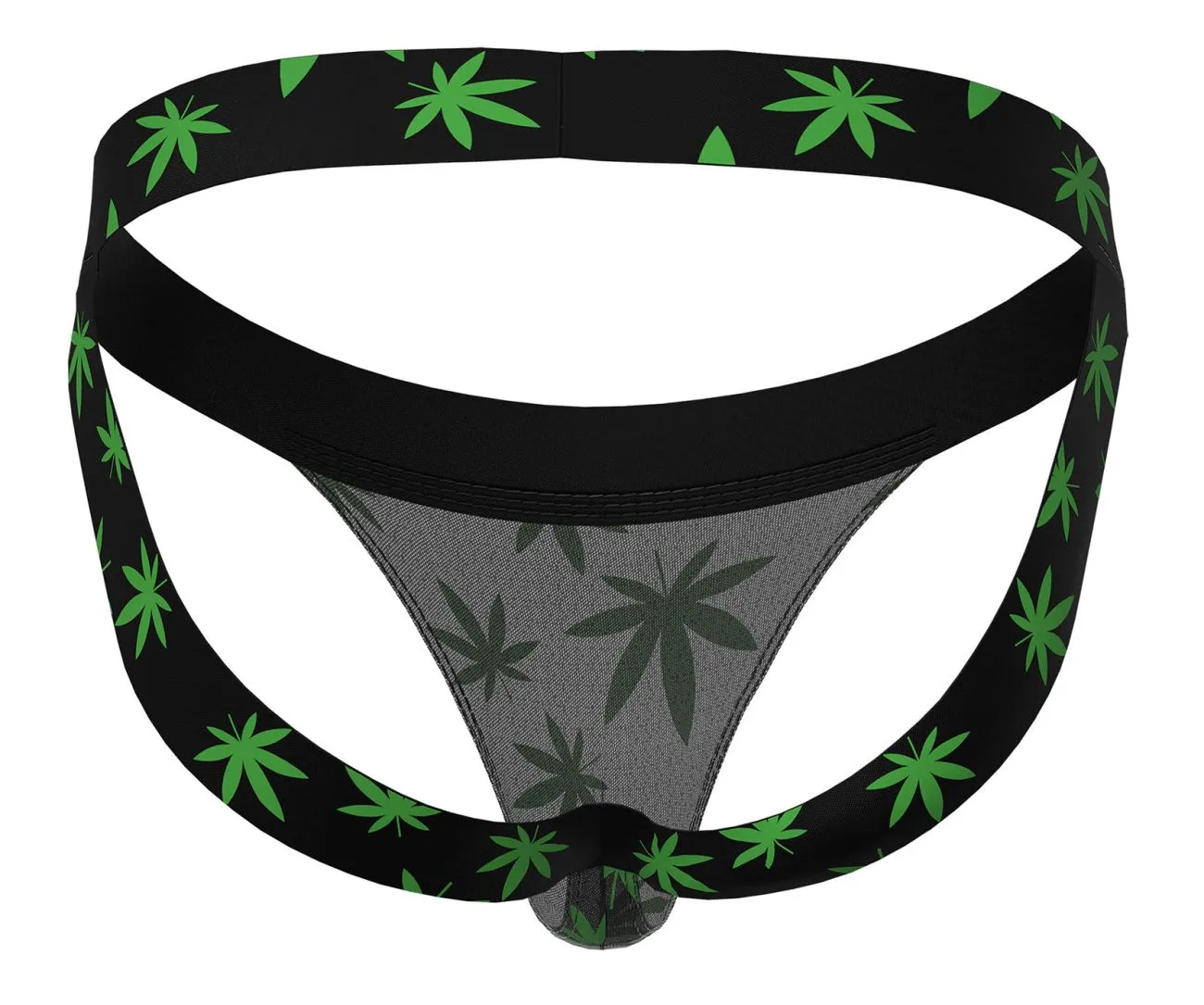 Bekleidung_Herren Power_Herrenunterwäsche Male Power 390-294 Dunstiger Tag Jockstrap Farbe Cannabisblatt