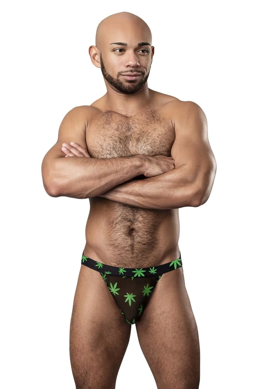 Bekleidung_Herren Power_Herrenunterwäsche Male Power 390-294 Dunstiger Tag Jockstrap Farbe Cannabisblatt
