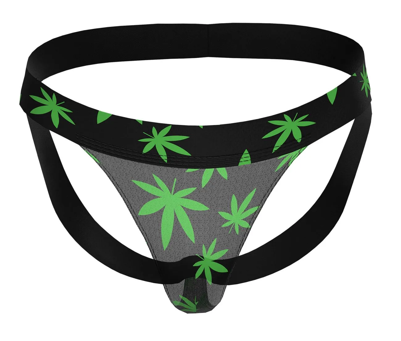 Bekleidung_Herren Power_Herrenunterwäsche Male Power 390-294 Dunstiger Tag Jockstrap Farbe Cannabisblatt