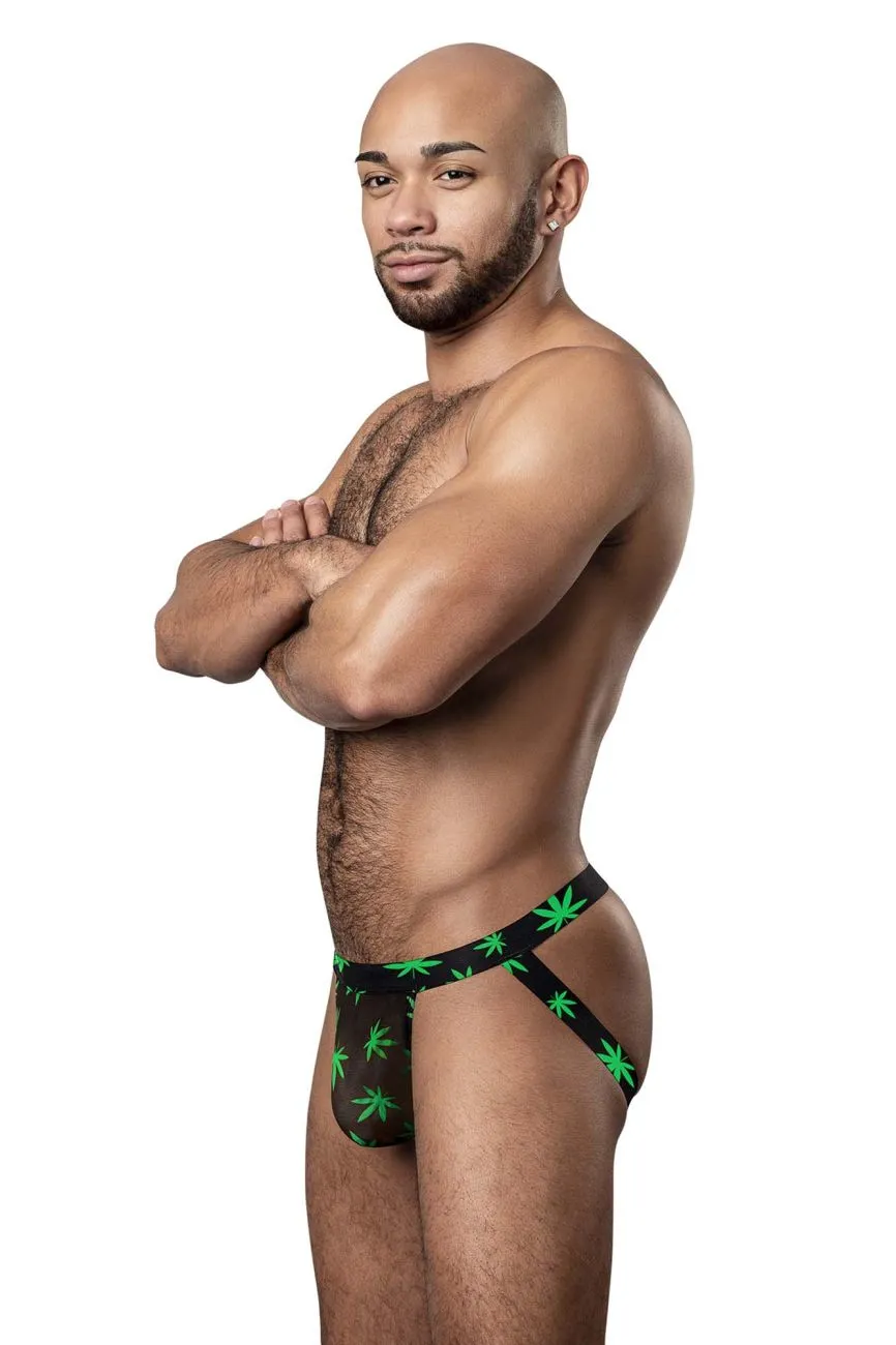 Bekleidung_Herren Power_Herrenunterwäsche Male Power 390-294 Dunstiger Tag Jockstrap Farbe Cannabisblatt