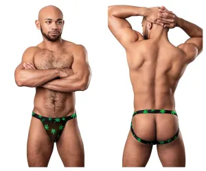 Bekleidung_Herren Power_Herrenunterwäsche Male Power 390-294 Dunstiger Tag Jockstrap Farbe Cannabisblatt