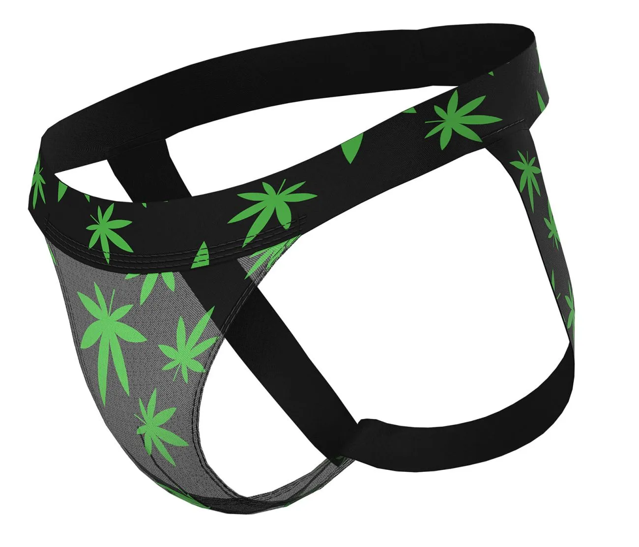 Bekleidung_Herren Power_Herrenunterwäsche Male Power 390-294 Dunstiger Tag Jockstrap Farbe Cannabisblatt