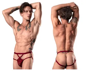 Bekleidung_Herren Power_Herrenunterwäsche Male Power 394-289 Lucifer Jockstrap mit Riemchen Farbe Burgunder