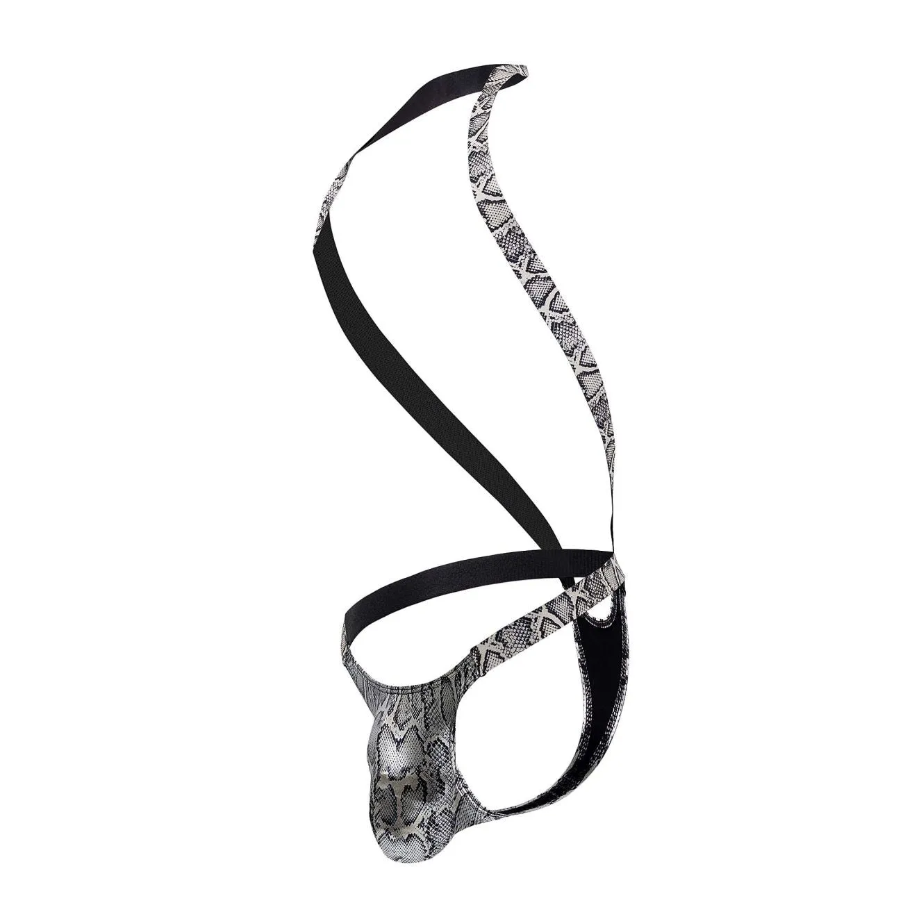 Bekleidung_Herren Power_Herrenunterwäsche Male Power 404-282 S-naked Schultergurt-Harness Tanga Farbe Silber-Schwarz