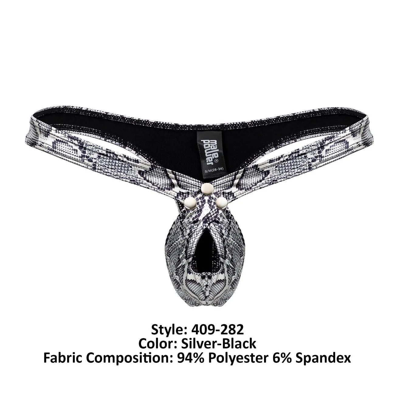 Bekleidung_Herren Power_Herrenunterwäsche Male Power 409-282 S-naked Criss Cross Tanga Farbe Silber-Schwarz