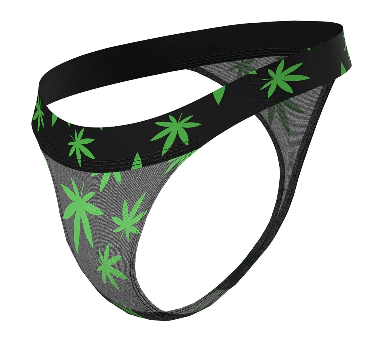 Bekleidung_Herren Power_Herrenunterwäsche Male Power 433-294 Hazy Dayz Mikro-Tanga Farbe Cannabisblatt