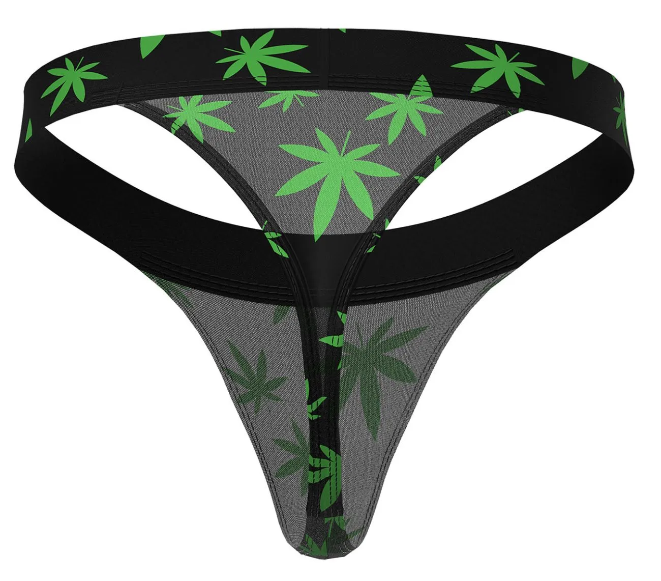 Bekleidung_Herren Power_Herrenunterwäsche Male Power 433-294 Hazy Dayz Mikro-Tanga Farbe Cannabisblatt