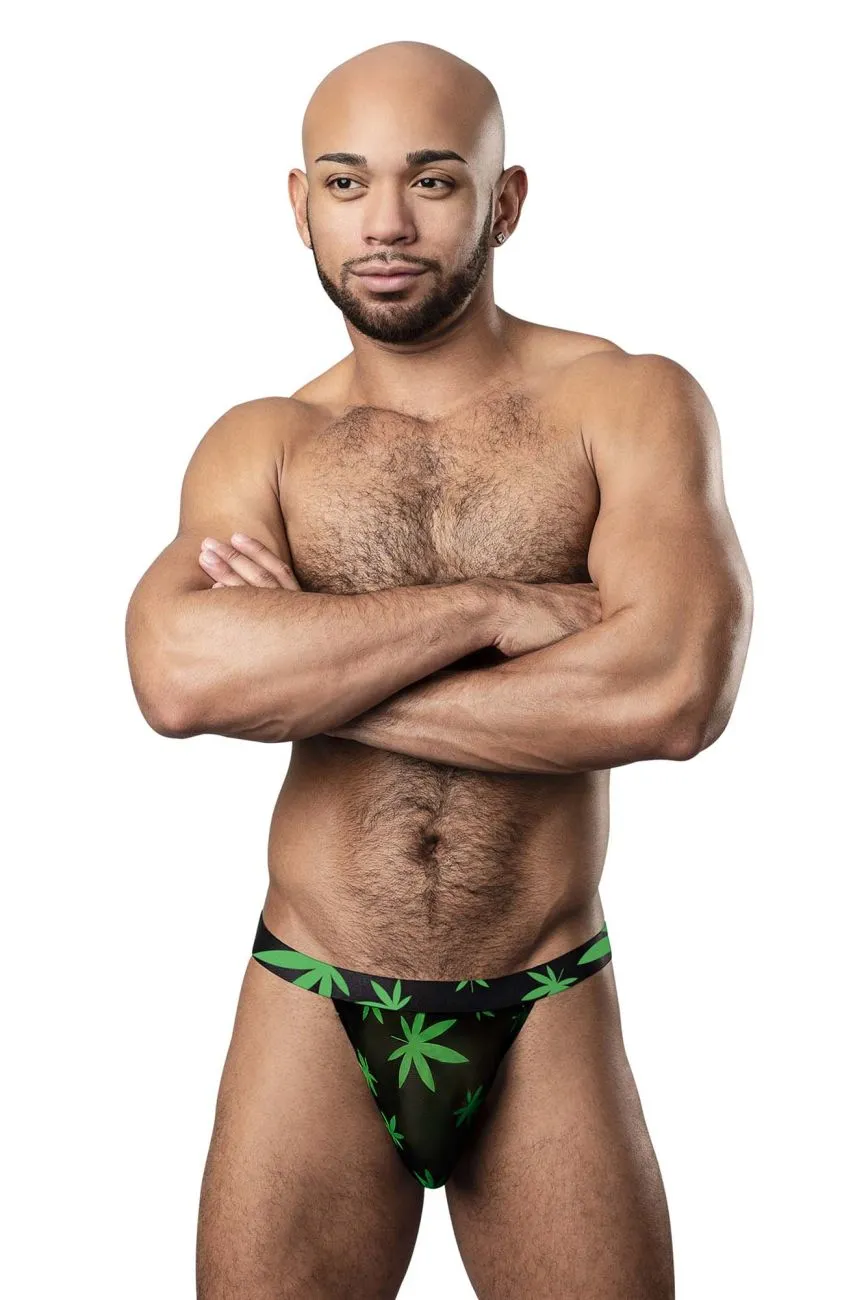 Bekleidung_Herren Power_Herrenunterwäsche Male Power 433-294 Hazy Dayz Mikro-Tanga Farbe Cannabisblatt