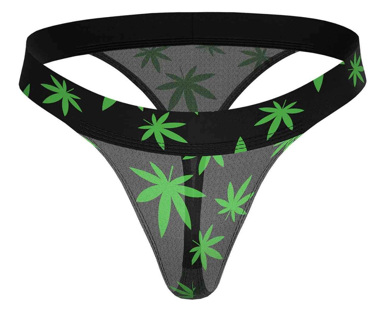 Bekleidung_Herren Power_Herrenunterwäsche Male Power 433-294 Hazy Dayz Mikro-Tanga Farbe Cannabisblatt