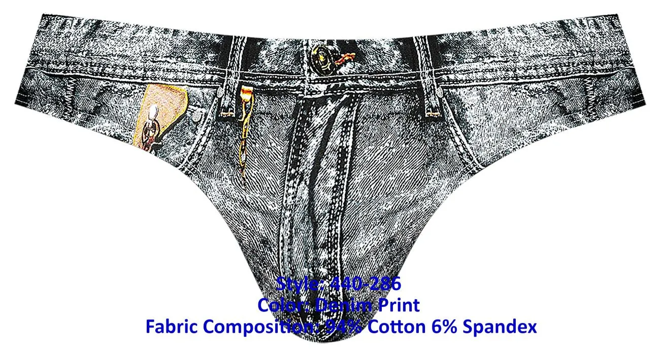 Bekleidung_Herren Power_Herrenunterwäsche Male Power 440-286 Schmutziger Denim Stringfarbe Denim-Druck