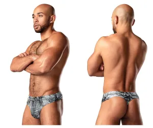 Bekleidung_Herren Power_Herrenunterwäsche Male Power 440-286 Schmutziger Denim Stringfarbe Denim-Druck