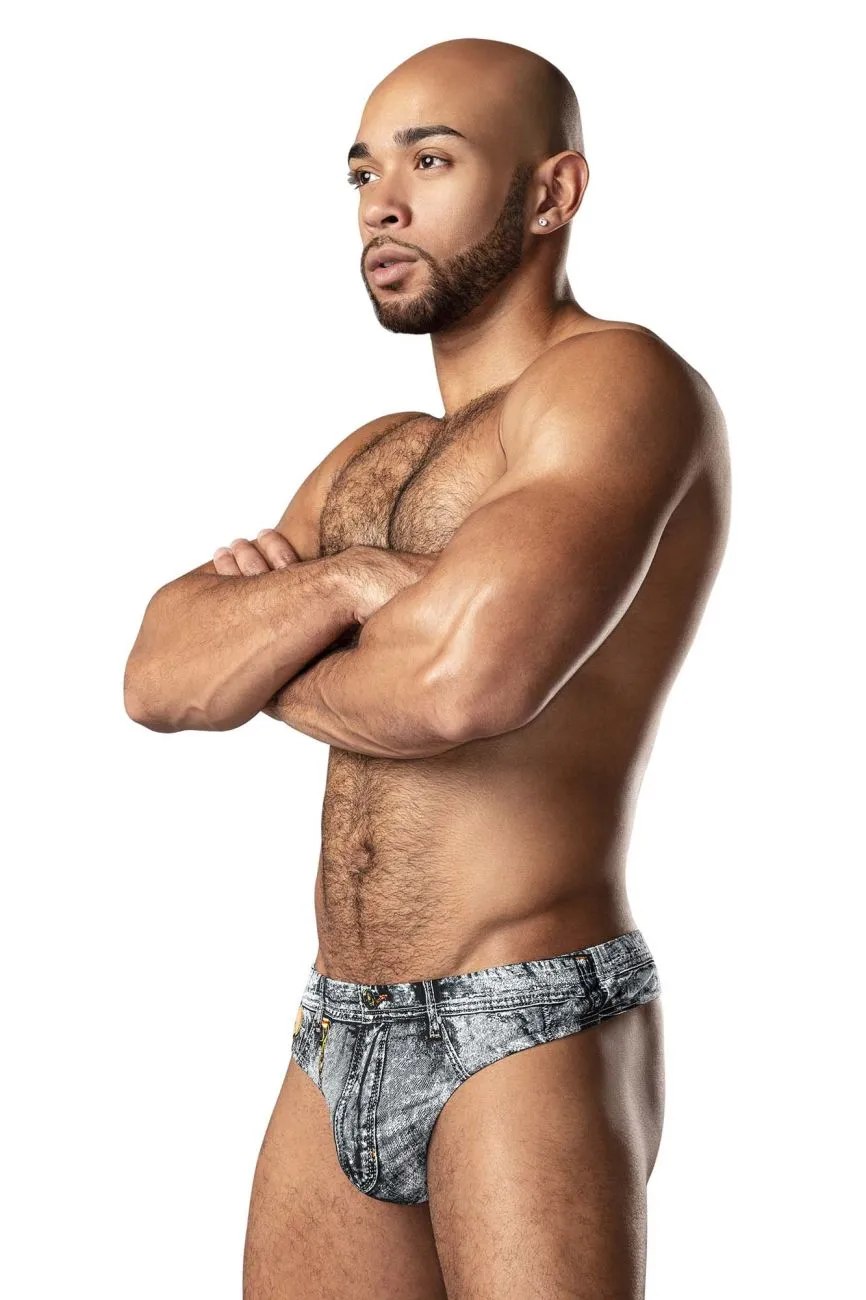 Bekleidung_Herren Power_Herrenunterwäsche Male Power 440-286 Schmutziger Denim Stringfarbe Denim-Druck