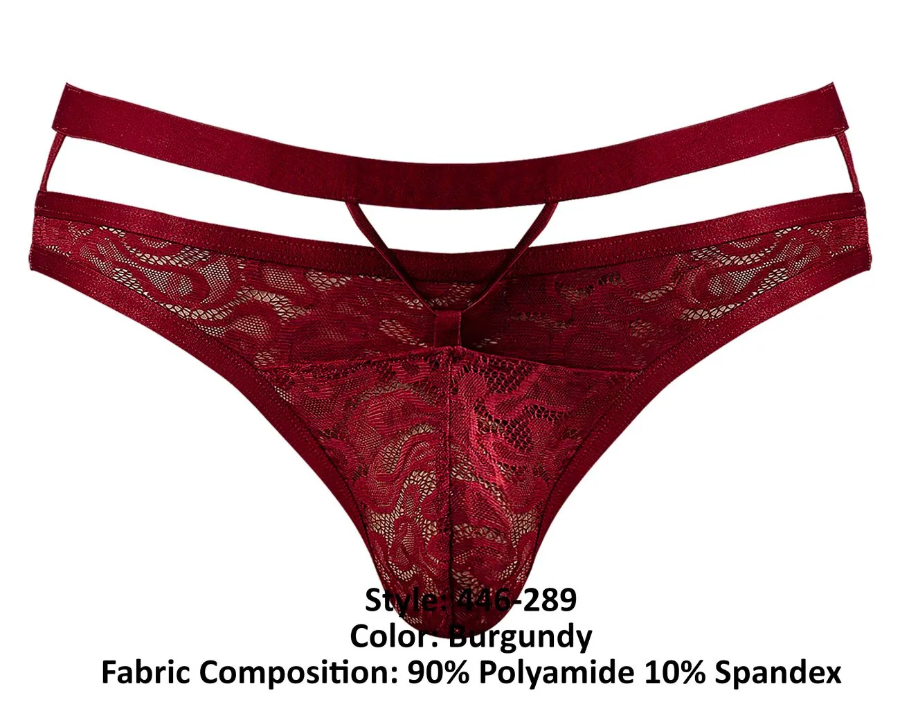 Bekleidung_Herren Power_Herrenunterwäsche Male Power 446-289 Lucifer Ausschnitt Riemchen-Tanga Farbe Burgunder