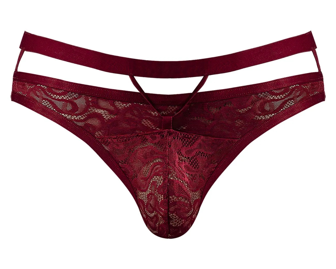 Bekleidung_Herren Power_Herrenunterwäsche Male Power 446-289 Lucifer Ausschnitt Riemchen-Tanga Farbe Burgunder