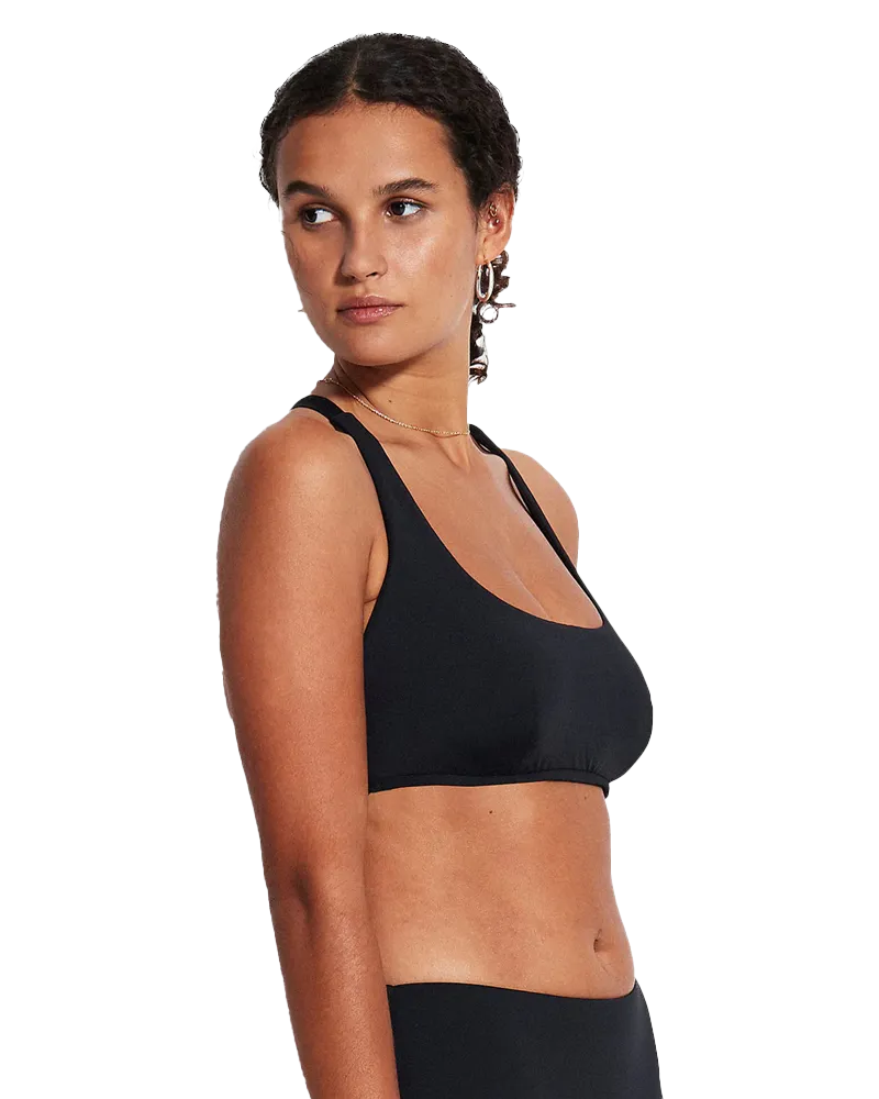 Collective DD Scoop Neck Halter Bikini-Oberteil in Schwarz