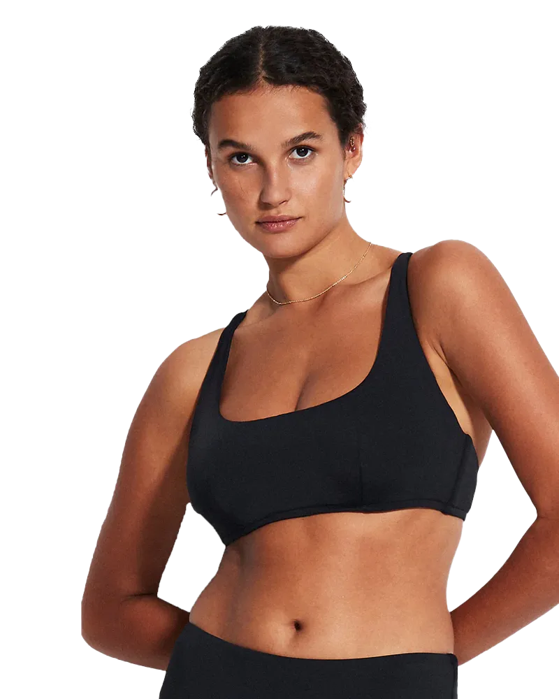 Collective DD Scoop Neck Halter Bikini-Oberteil in Schwarz